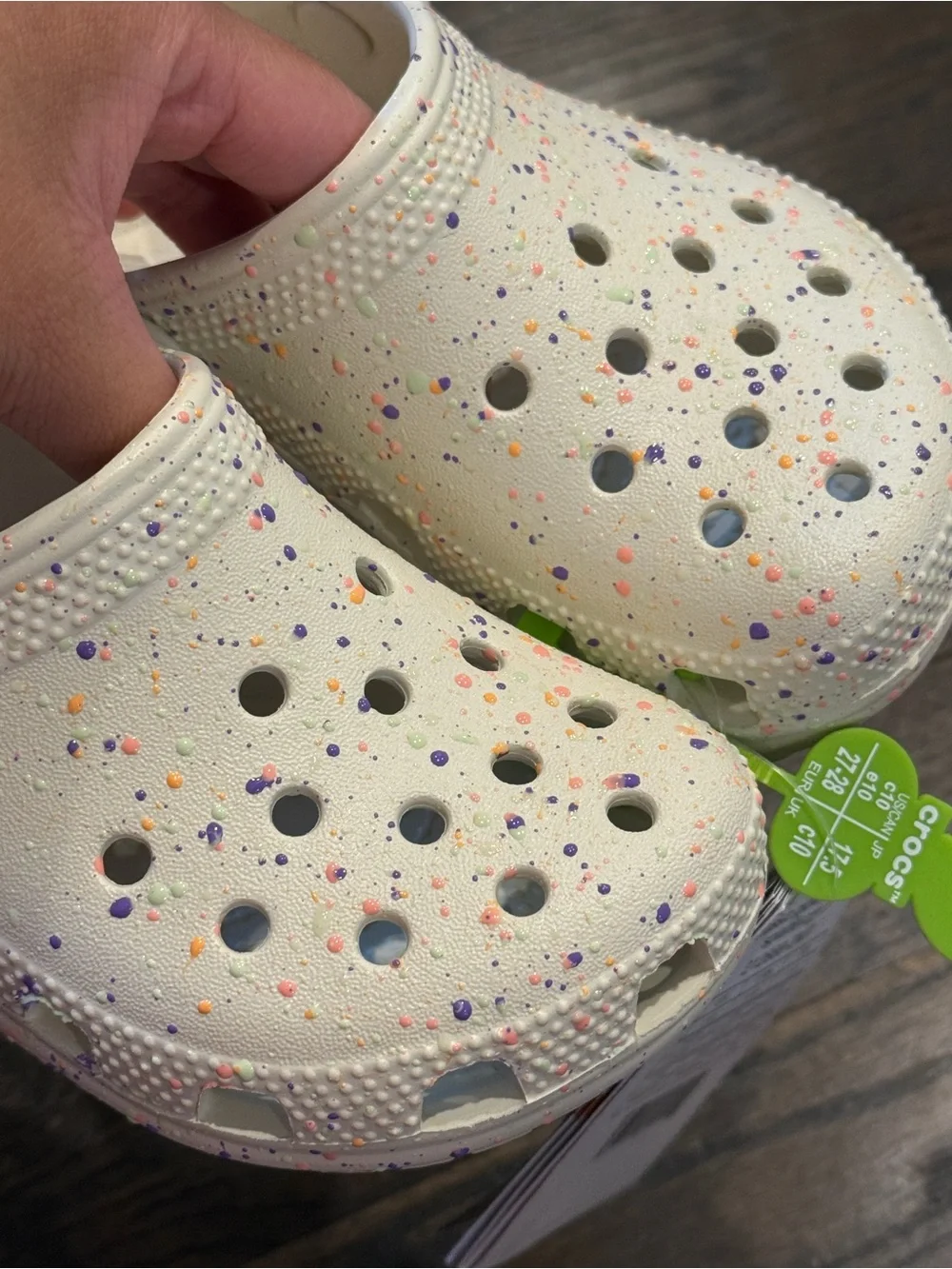 CROCS Kids Classic Clog in Cream with Multicolor Speckle